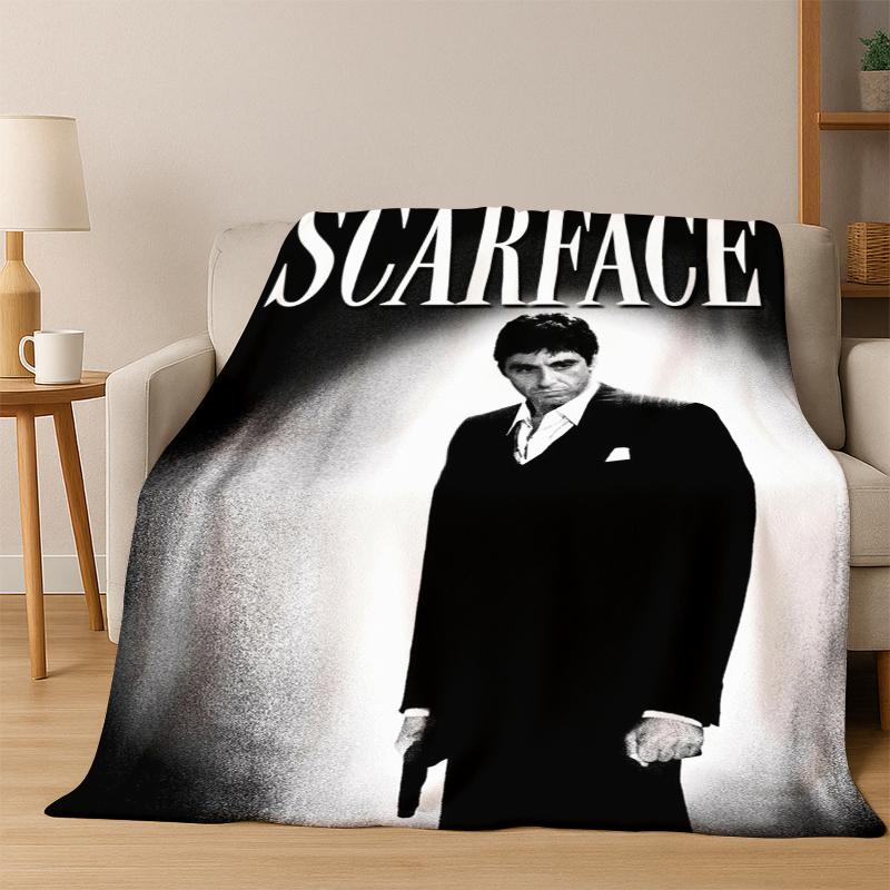 Scarface Classic Movie Tony Flannel Blanket Soft Warm Blanket Throw Blanket for Bedroom Living Room Bed Travel Picnic Gift kid