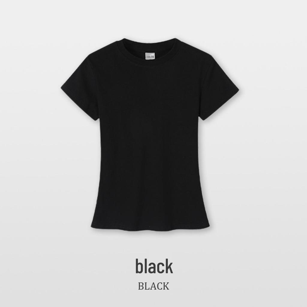 Round Neck Stretchy Spandex Waist-Cinching Women's T-Shirt, Pure Color Short Sleeve, Girls' Custom Blank Tee