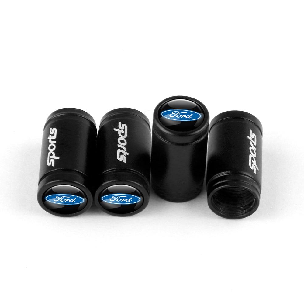 XXUI3 4pcs Car Styling Wheel Tire Valve Cap Air Stem Cover Badge Decoration For Ford Mustang ST Focus Mondeo Fiesta Kuga Accessories