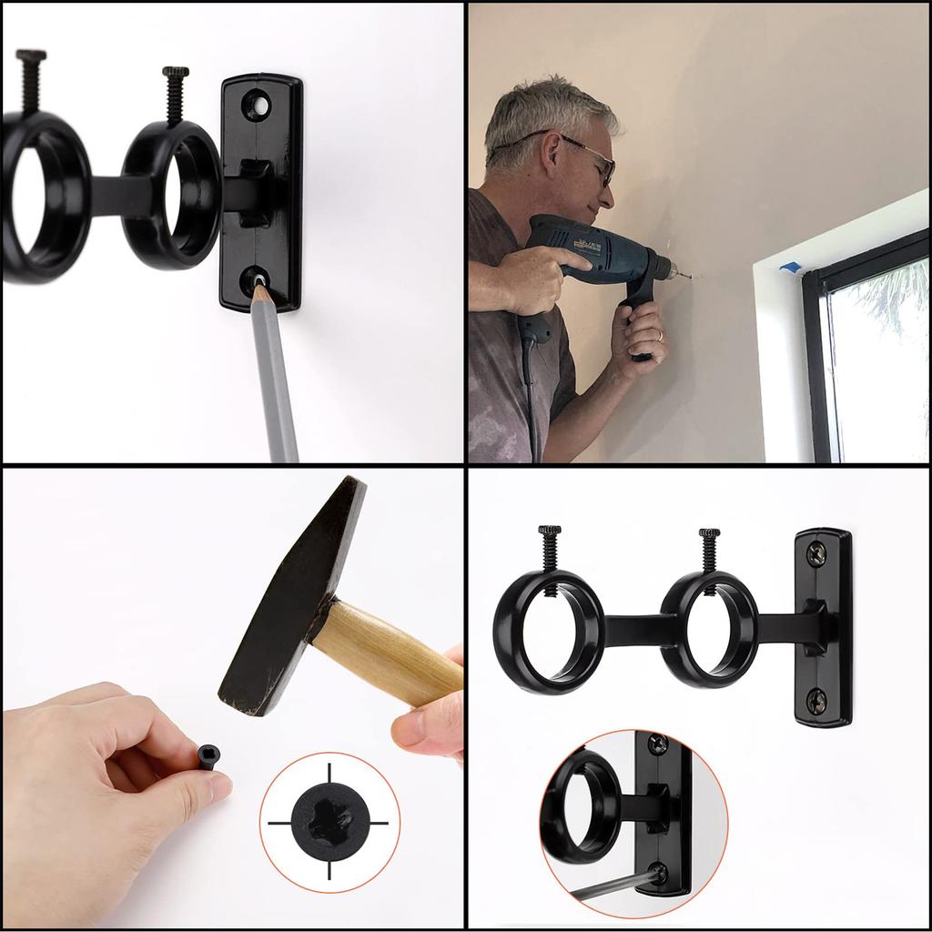 Supporti per Bastoni per Tende da Parete Robusti Resistenti alla Ruggine per Bastoni per Tende del Soggiorno Camera da Letto
