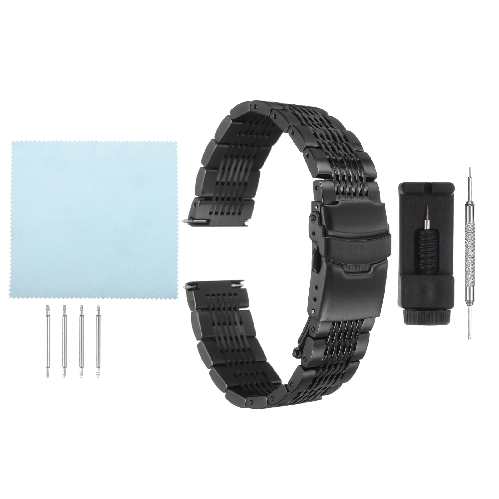 

[uxcell] 20mm Stainless Steel Mesh Watch Band, Quick Release Metal Watch Strap, Double Lock Deployment Clasp, Replacement Band for Men and Women,