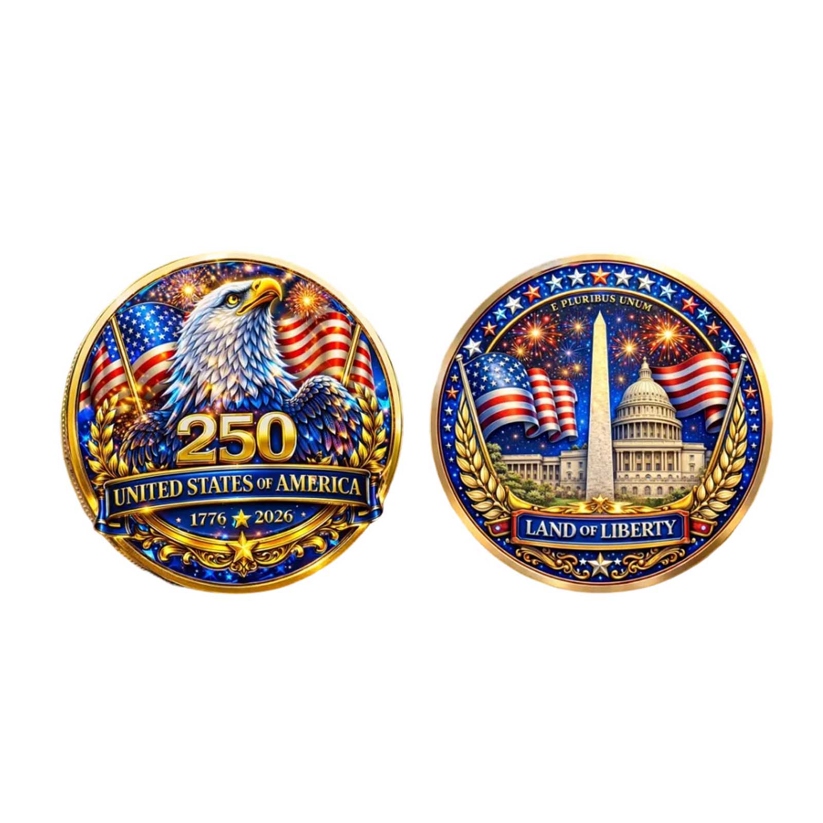 American Pride Collectible Challenge Coin – Featuring , Building, And US Flag, Gold-Plated Land Of , Patriotic Souvenir