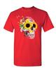 Sonnenblumen Zuckerschädel T-Shirt Tag der Toten Calavera Mexiko Herren T-Shirt