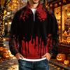 Men's Loose Fit Raglan Sleeve Sweatshirt with Stand Collar and Halloween Print for Parties and Daily Wear