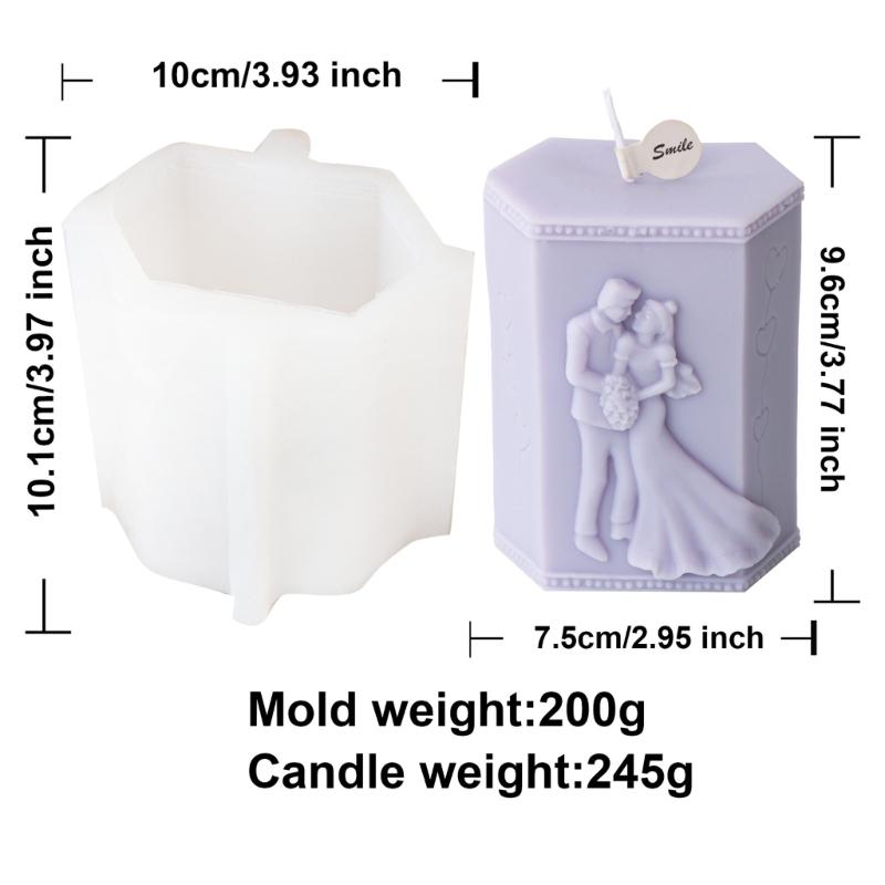 Mucegaiă din silicon pentru lumânări, cu relief pentru cuplu căsătorit, pentru aromoterapie, rășină epoxidica, pentru lumânări, pentru fabricarea de bijuterii