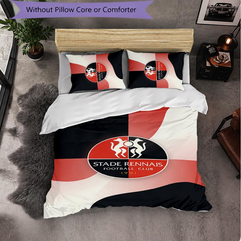 Stade Rennais FC Themed Bedding 3Pcs Duvet Cover Set Decorative Bed Linen For Teen Room Home Decoration