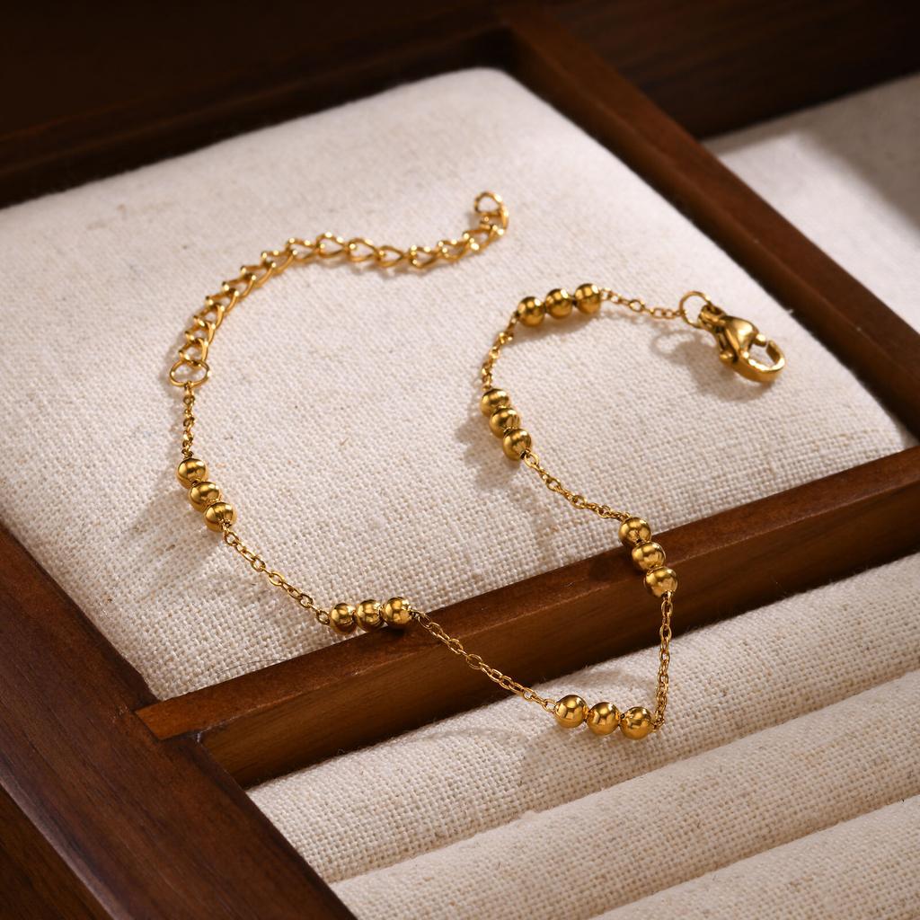 Bead Chain Bracelet for Women Gold Color Stainless Steel Exquisite Bracelets Summer Beach Boho Jewellery Fashion Accessories