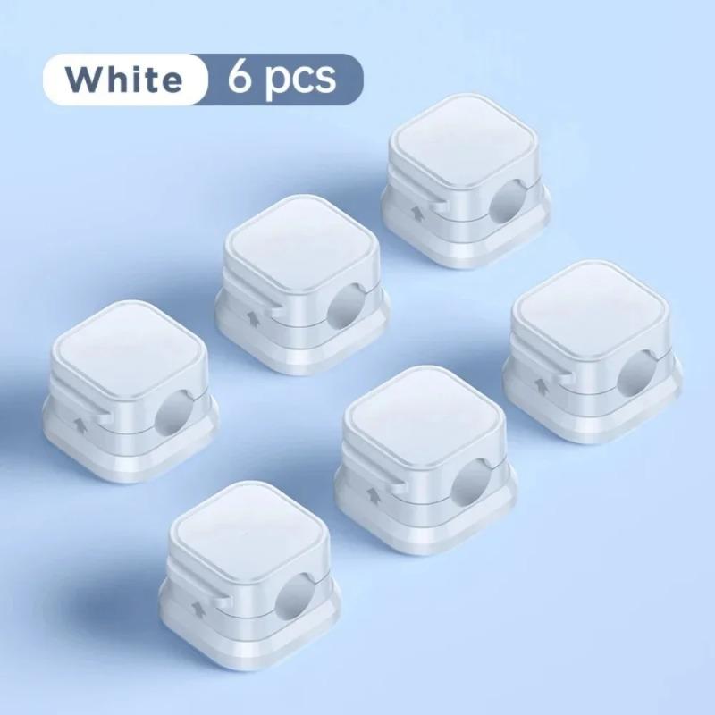 6-Pack Magnetic Cable Clips - Adjustable Cord Organizer for Desk Wire Management, Mouse & Earphone Cable Protector Holder