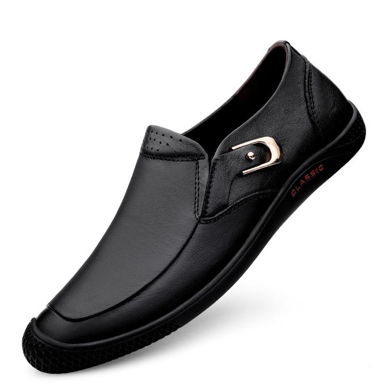 Men s Autumn Casual Slip-on Loafers: Breathable Cowhide Leather Shoes Size 40