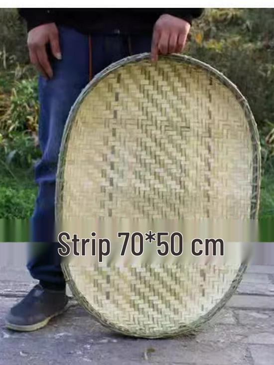 Bamboo Household Winnowing Basket: Perforated & Non-Perforated Bamboo Sieve, Handmade Woven Tray for Dried Goods & Sun-drying Decor