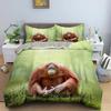 Orangutan Duvet Cover King Queen Size Cute Monkey Bedding Set Palm Leaves Tropical Botanical Polyester Comforter Cover for Adult