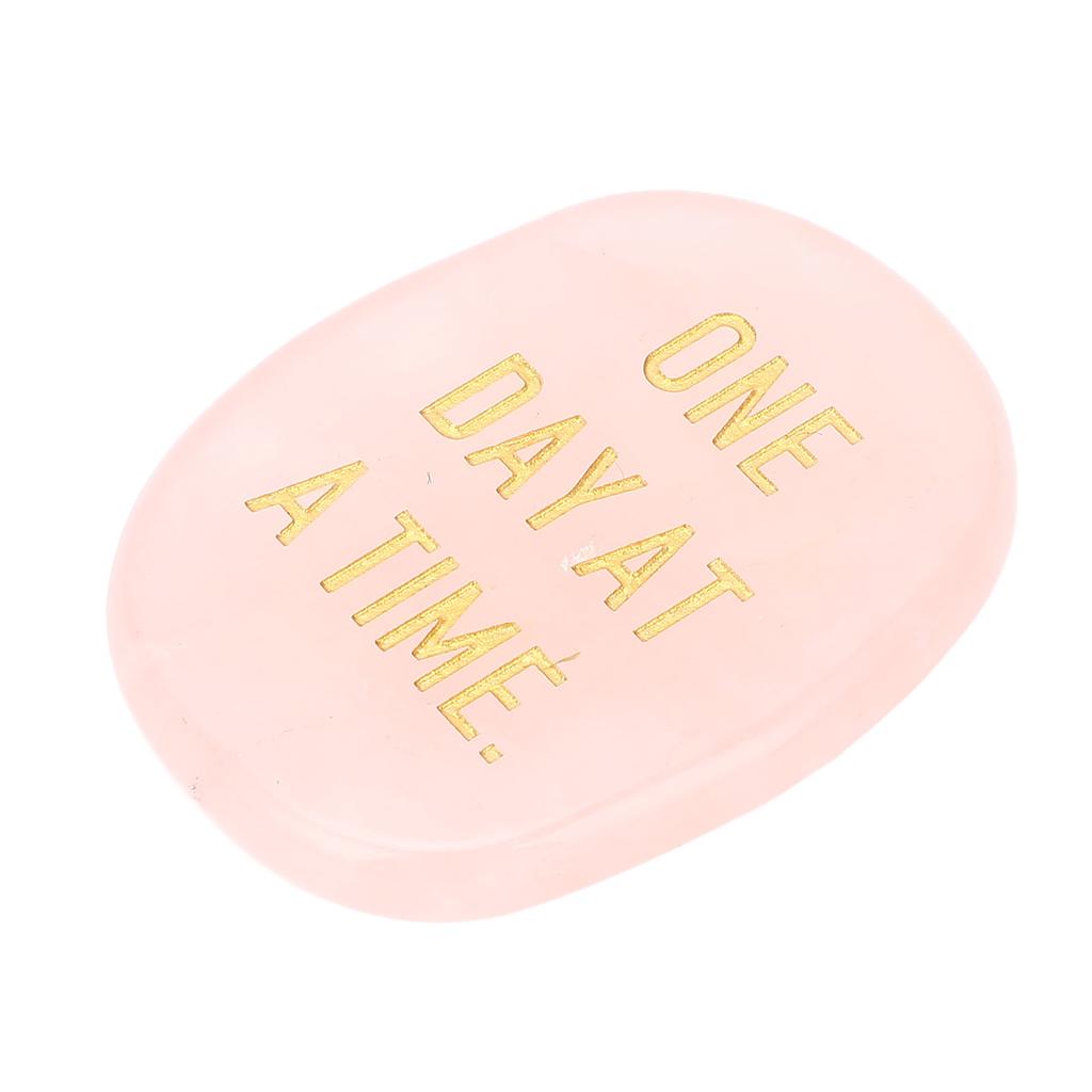 Worry Stone One Day At A Time Inspirational Enhance Confidence Give Power Thumb Stone for Anxiety Rose Quartz