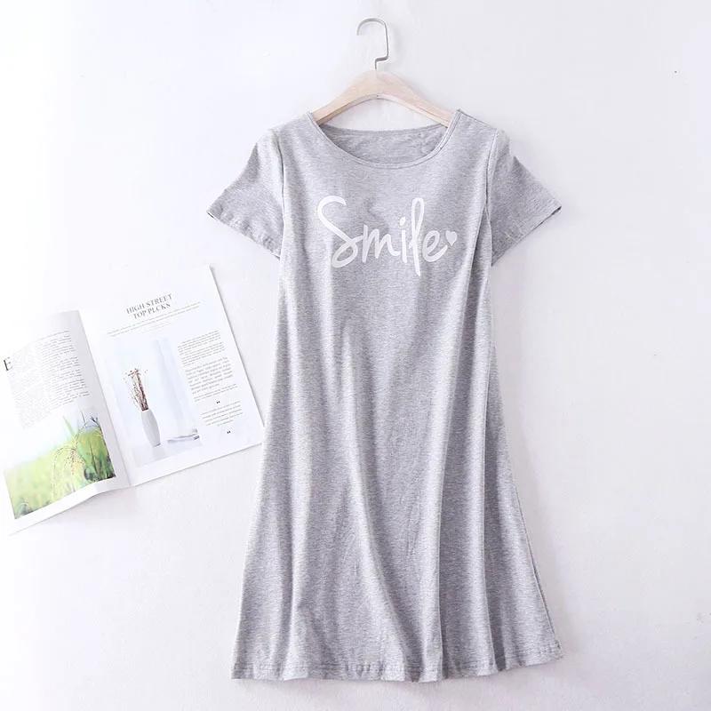 Cotton Chest Padded Short Sleeved Nightgown Sleepwear One-piece Loose Oversized Letters Printed Women's Summer Home Nightgown
