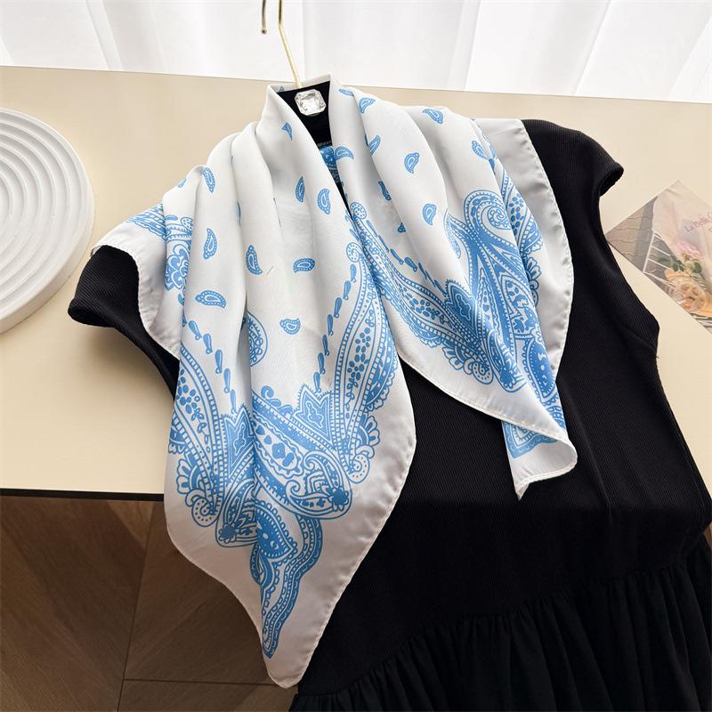 Cashew Nut Simulation Silk Printed Silk Scarf Small Square Scarf Premium Shawl Sunscreen Neck Scarf Headscarf Scarf New