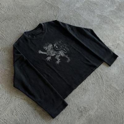 Sudadera BeatStreet Y2K Vintage Punk Estampada Cuello Redondo Manga Larga Pulóver Camiseta Básica Capa Superior Atrevido Conjunto Retro