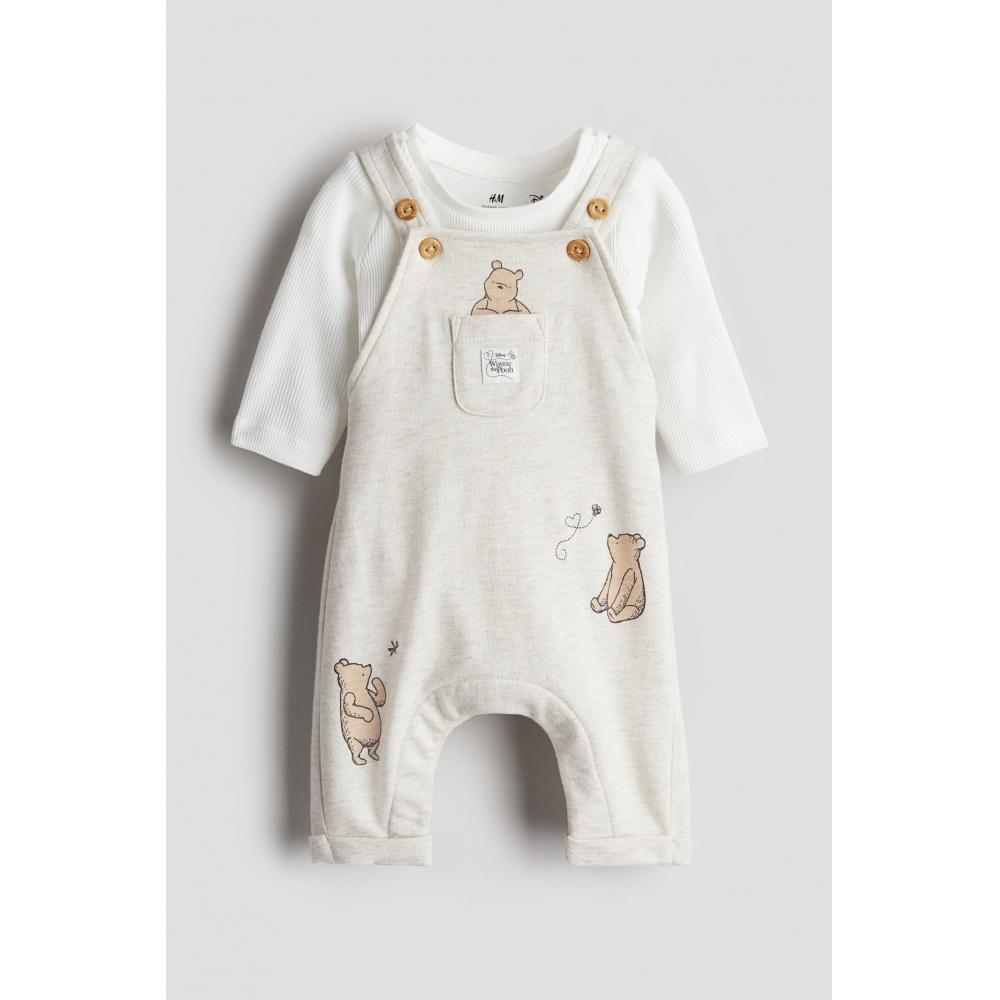 

Комплект из 2 предметов из хлопка HM светло-бежевого цвета с изображением Винни-Пуха