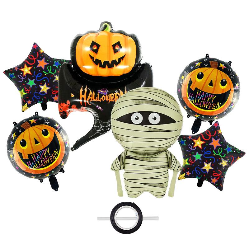Halloween Pumpkin Star Mummy Witch Vampire Spider Wine Bottle Balloon Bundle Decorative Set