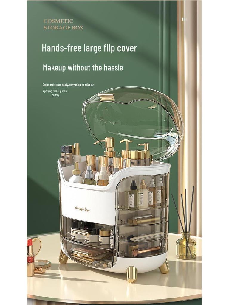 Luxury Multifunctional Makeup Organizer: Dustproof, Large Capacity Cosmetic Storage Box