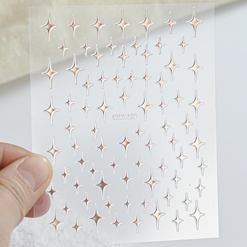 9-Color Four-Pointed Star Nail Art Sticker Diy Plastic Nail Art Decorative Sticker Color Star Light Nail Art Sticker