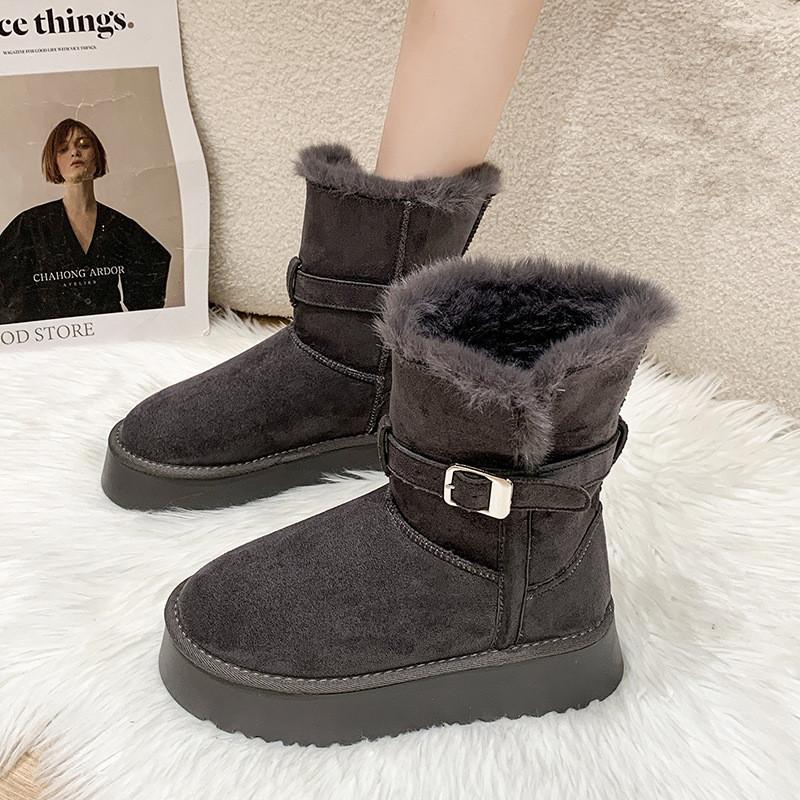 

Winter Footwear Large-size Long Snow Boots Plus Velvet Padded High-heeled Thick-soled Cotton Shoes Women s Shoes 40 серый