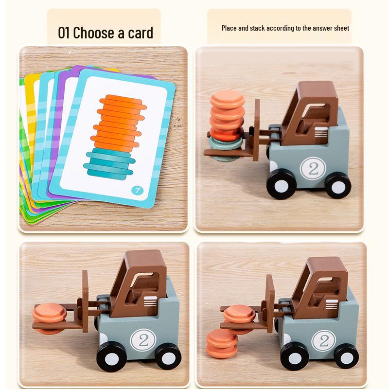 Interactive Wooden Forklift Game: Early Education Puzzle & Logical Thinking Toy for Kids