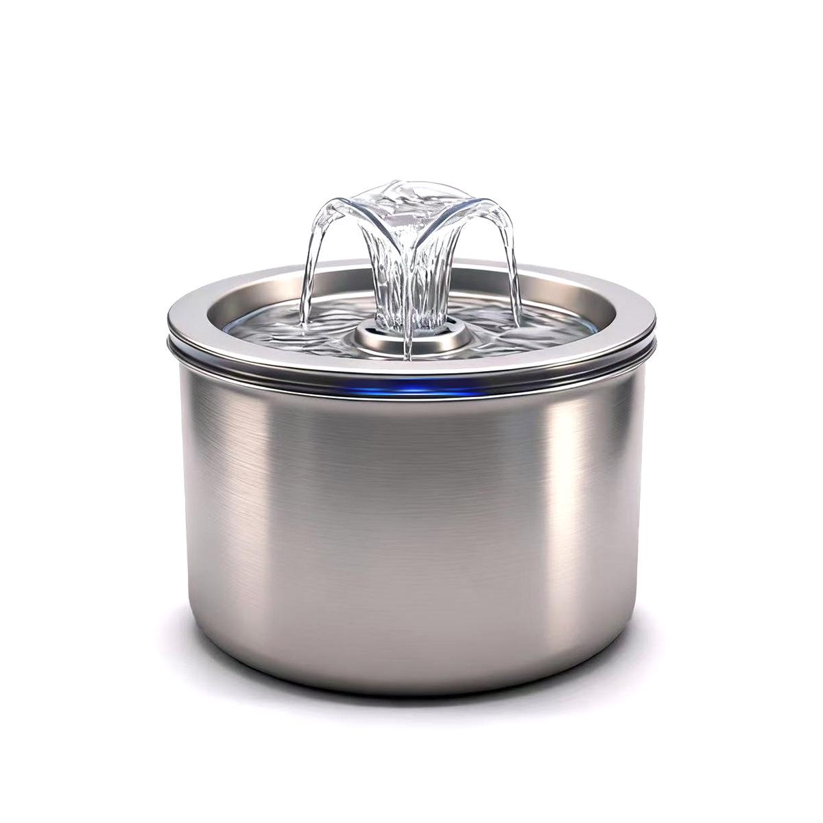 

2.2L Stainless Steel Pet Water Fountain for Cats and Dogs - Silent Automatic Dispenser. 2.2L