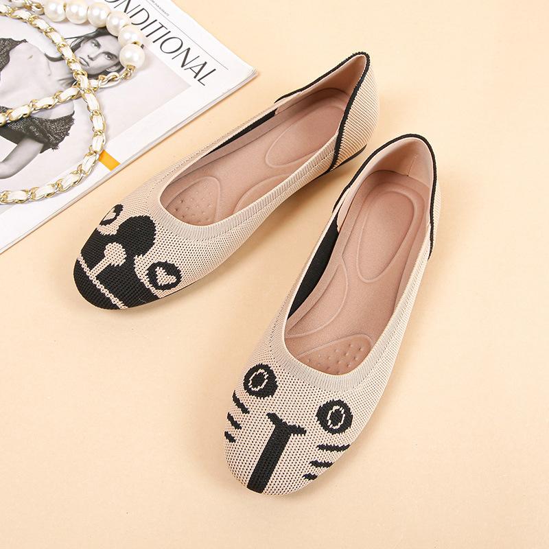 

Весенние новые тканые повседневные балетки удобные на одной педали женские туфли ленивая мода летящая тканая милые туфли с кошкой и собакой 40