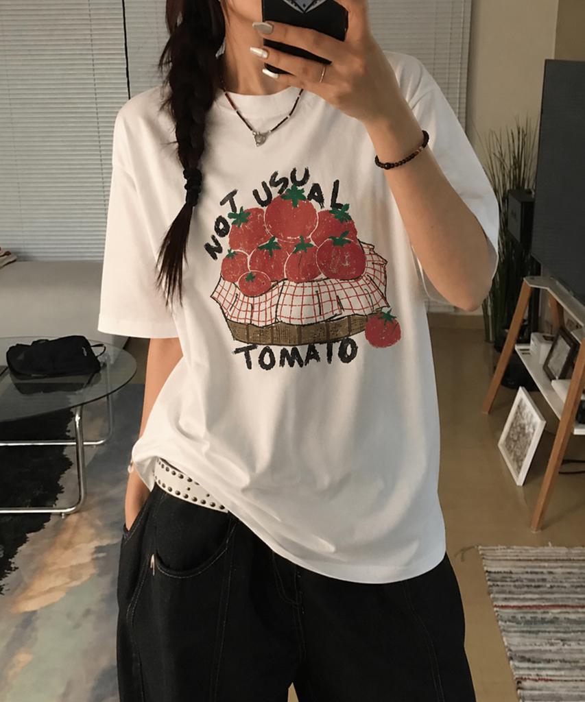 Nasyujeueol Tomato Basket Oversized Short Sleeve T-Shirt 4 Colors
