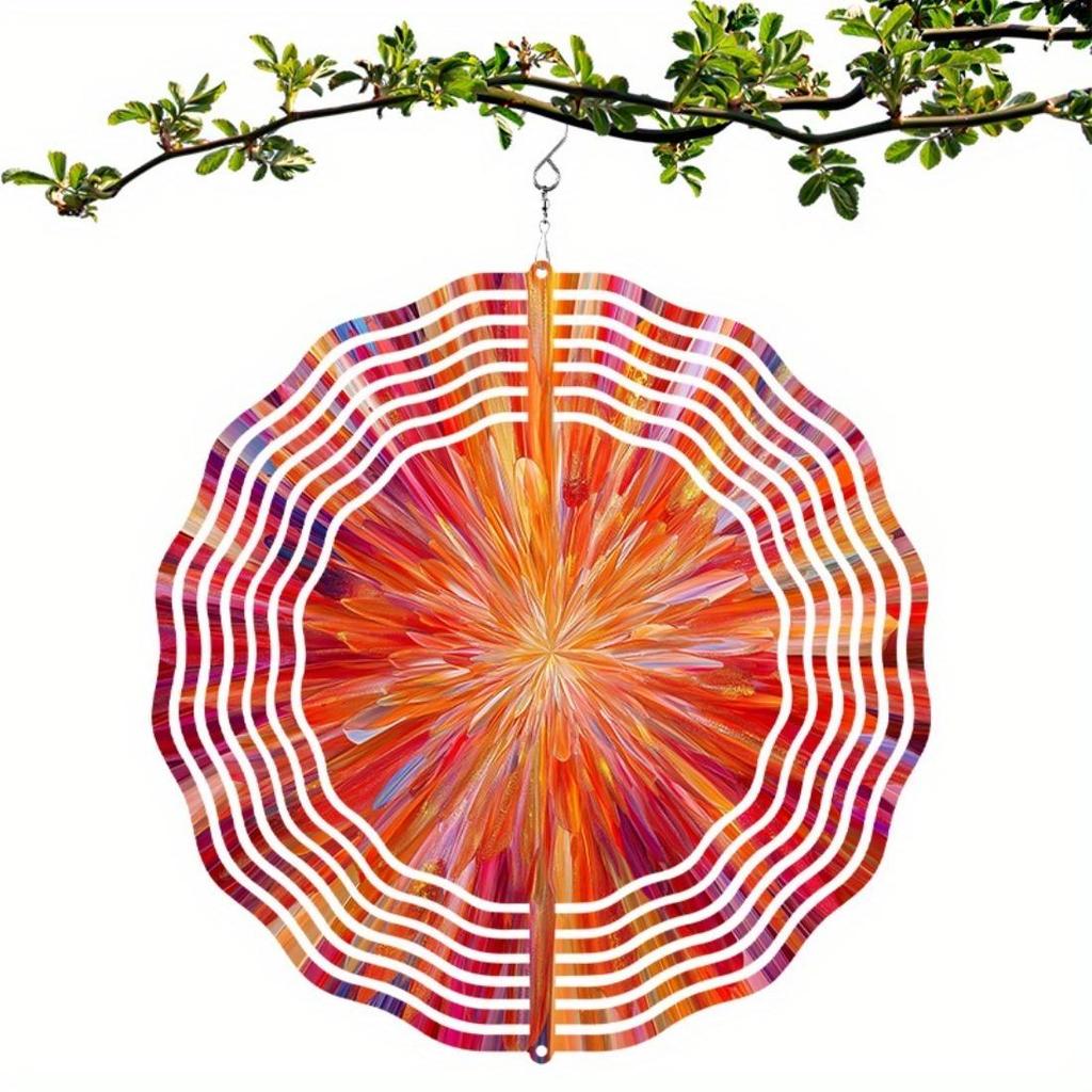 1 Stück Mandala Spiral Windspiel - Metall 2D Mandala Spinner mit 360° drehendem Haken, Garten Terrassen Dekoration, Outdoor Windskulptur