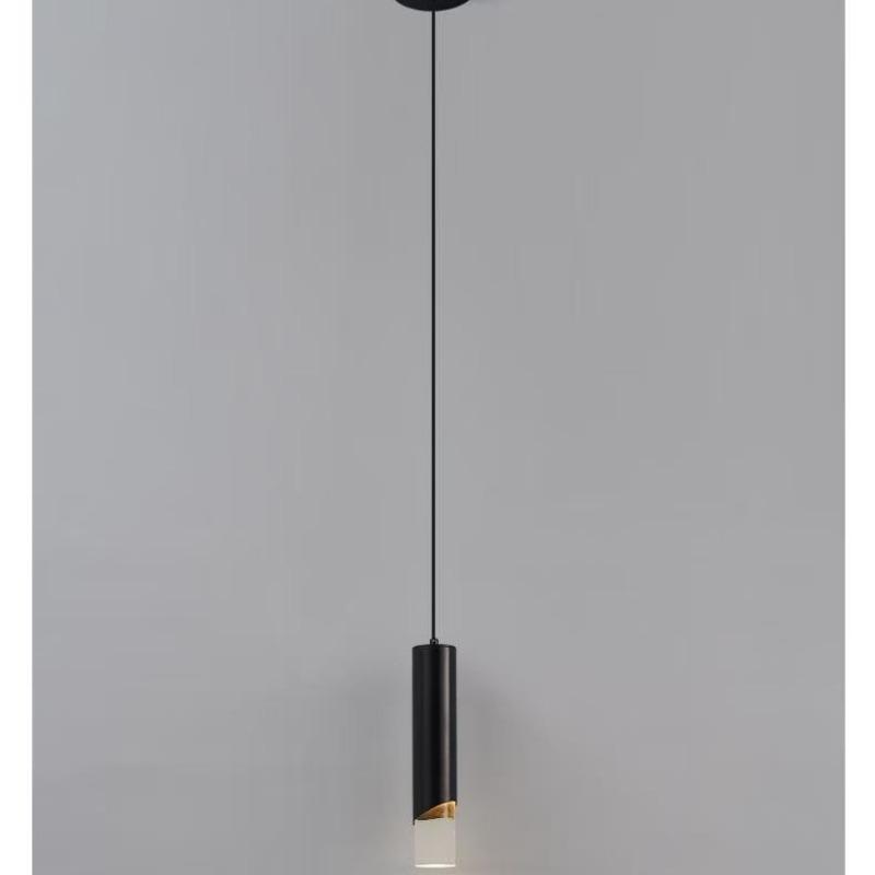Bedroom Bedside Pendant Light, Modern Minimalist Cylindrical Minimalist Electroplated Long Line Pendant Light