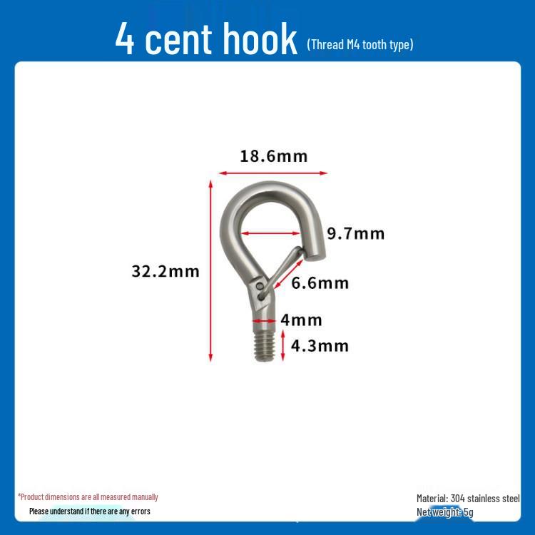 

304 Stainless Steel Threaded Wire Rope Cable Clip for Hanging Pictures and Lighting