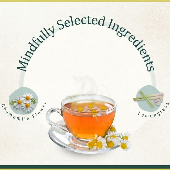 Tea And Twigs - Chamomile Lemongrass Tea - 15 Tea Bags (30 Grams) | Herbal Teas | For Good Sleep and Anti Anxiety | Whole Flower Buds of Chamomile