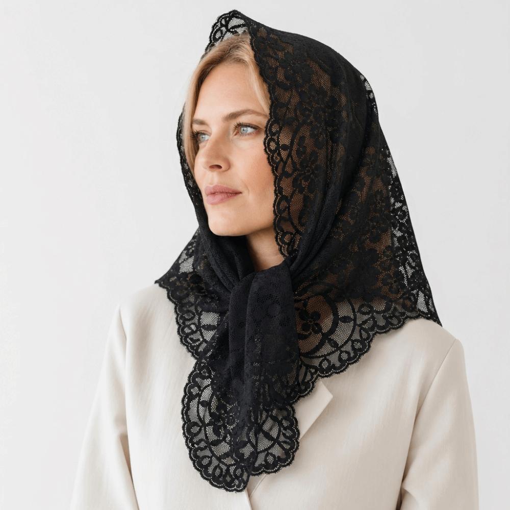 French Style Lace Triangle Scarf Vintage Wedding Headscarf All-match Crochet Head Scarf Party