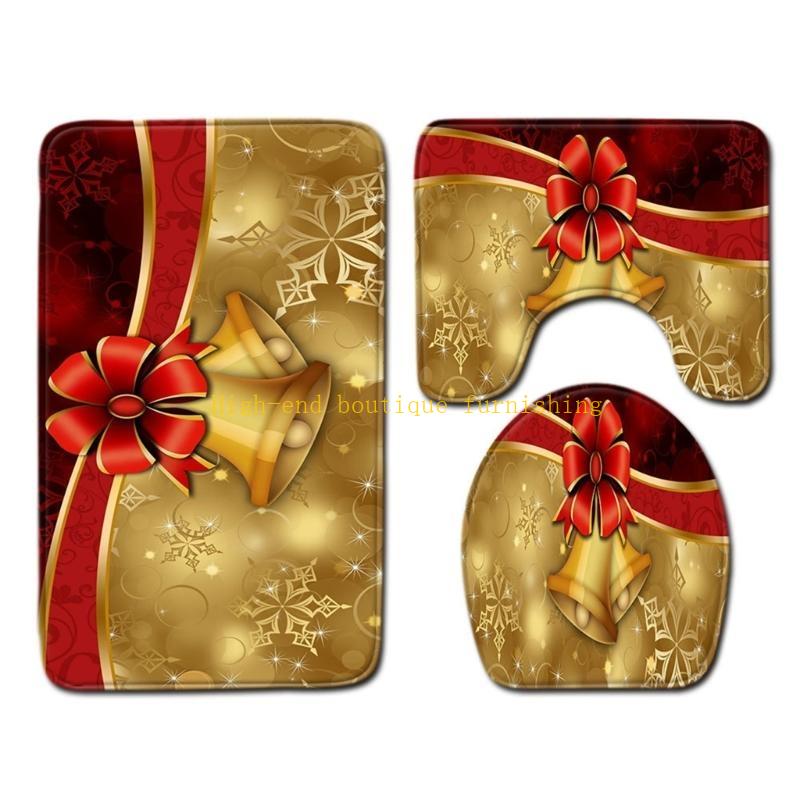 

Santa Bathroom Accessories Set Includes Toilet Cover, Mat Foot Pad