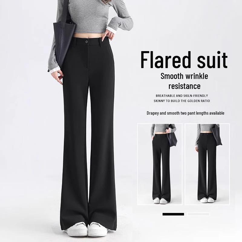 

Women s Black Micro Flare High Waist Slimming Pants - Autumn Elastic Casual Wear 4XL
