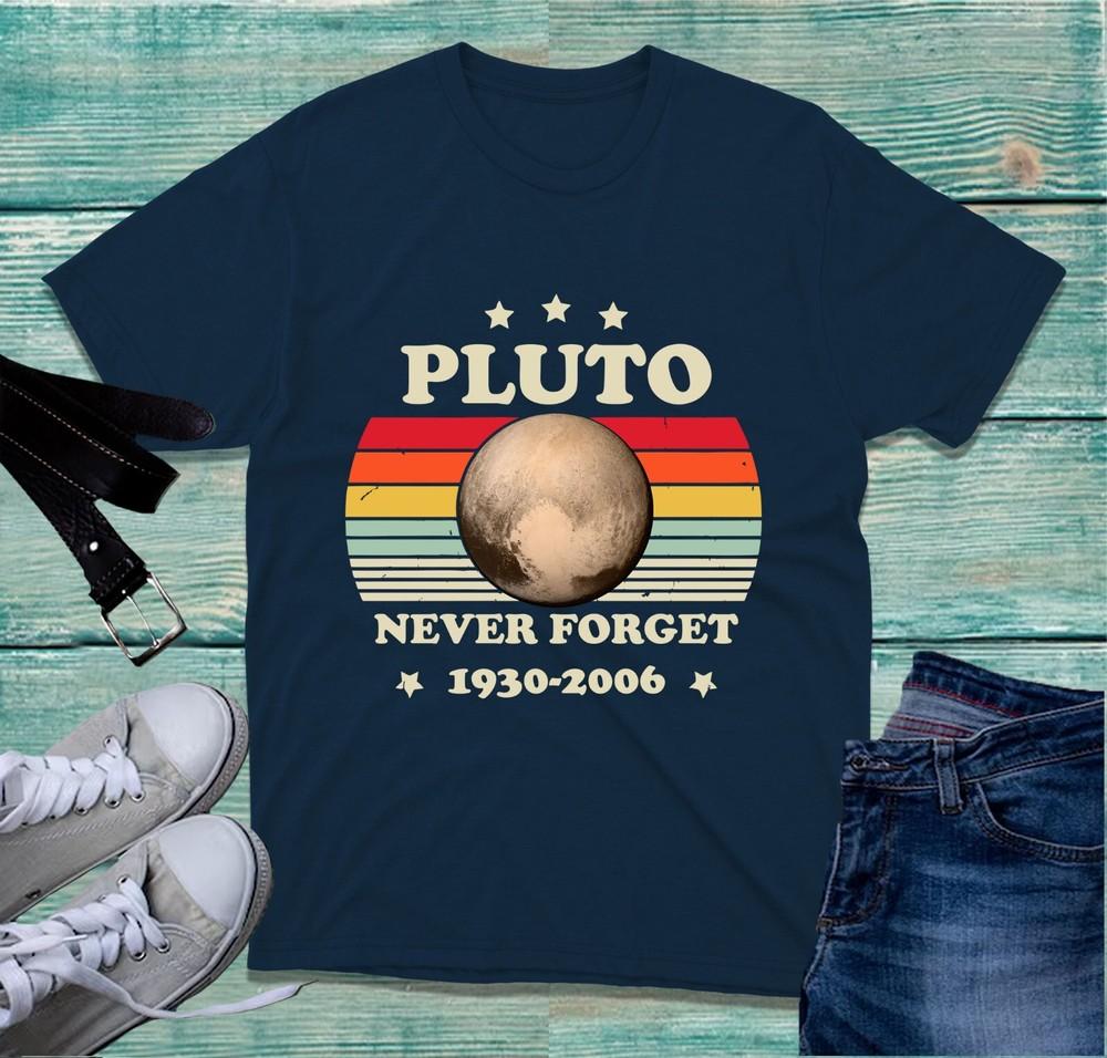Pluto Never Forget 19302006 Retro Style Tshirt Solar System Galaxy Lover Top S