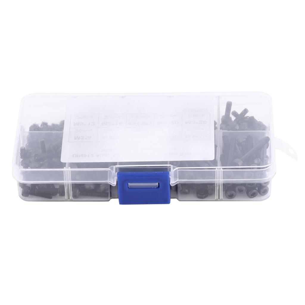 280 stk Eske M3 Cap Head Sekskant Bolt Skrue Mutter Metrisk Maskin Festeutstyr Sortiment Sett