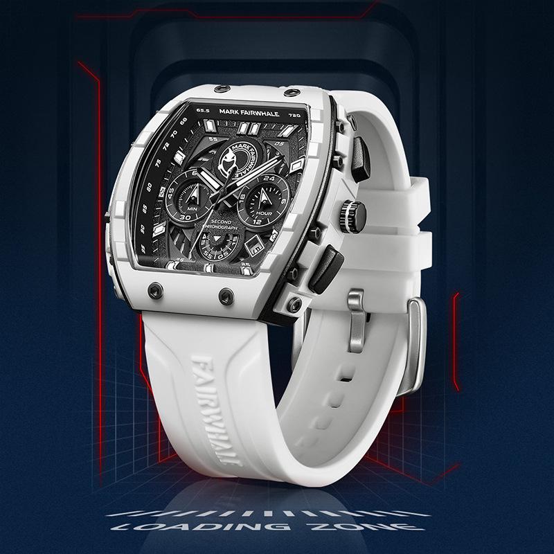 Mark Fairwhale 5670 Relógio de Pulso Masculino Fashion Multifunção Quartzo Cronógrafo Calendário Luminoso Casual Esportivo para Homem