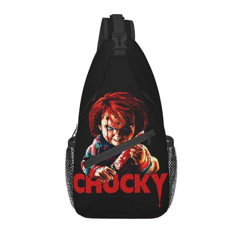 Horror Killer Chucky Sling Crossbody Chest Bag Men Fashion Child's Play Movie Shoulder Backpack for Travel Cycling