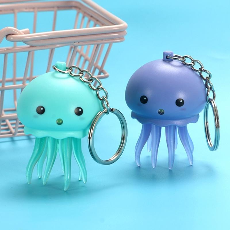 Fashion Octopus Toy Keyring Colorful Jellyfish Keyholder Anxiety Stress Relif