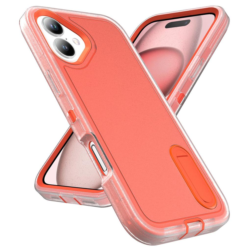 For iPhone 16 Case PC+Silicone+EVA Kickstand Drop-Proof Phone Cover
