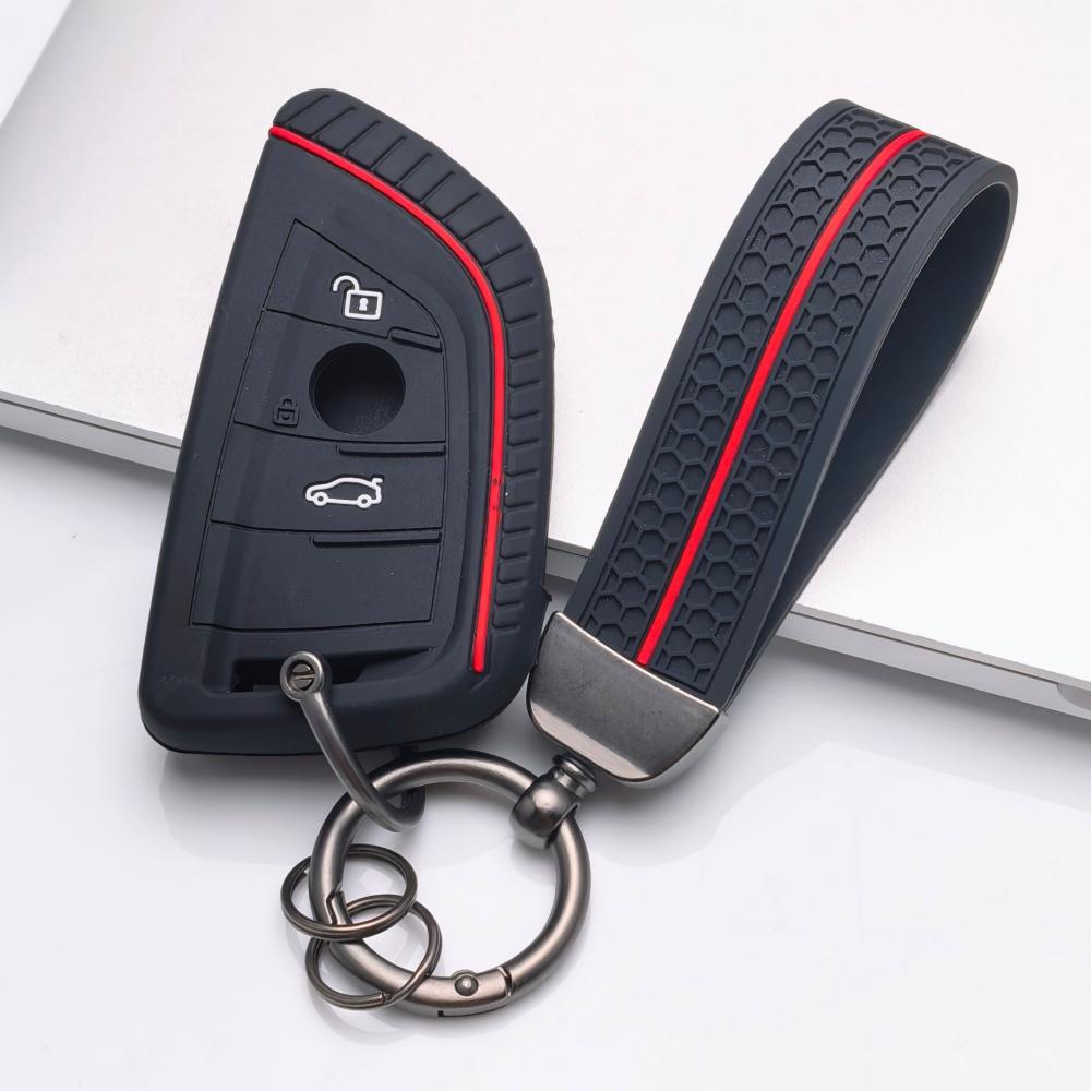 Silicone Key Fob Cover with keychain for BMW 1 2 3 4 5 6 7 Series X1 X2 X3 X4 X5 X6 X7 M5 M6 GT3 GT5 Smart Remote Key Soft Protective Case Fits чёрный