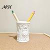 Luxury Desktop Storage Container 3D Printed Relief Pen Holder, European Retro Stationery Organizer for Makeup Brush Holder Pencils And Brushes,
