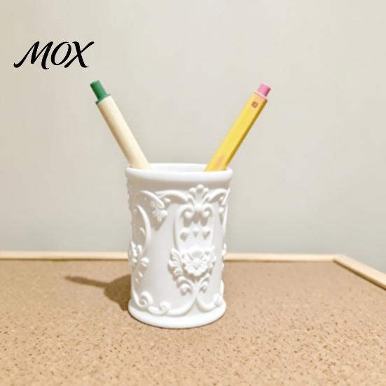 Luxury Desktop Storage Container 3D Printed Relief Pen Holder, European Retro Stationery Organizer for Makeup Brush Holder Pencils And Brushes,