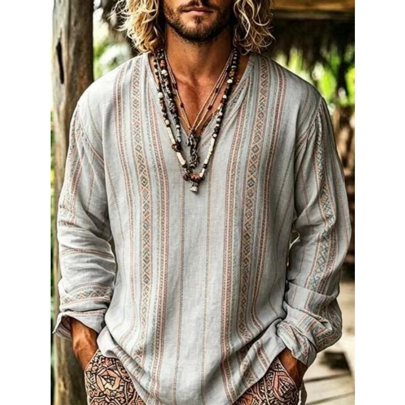T-shirt casual da uomo a maniche lunghe con stampa