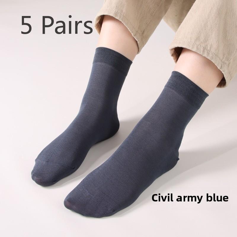 

5 пар мужских носков из мерсеризованного хлопка на весну/лето, мужские носки средней длины для папы 5 Pairs синий