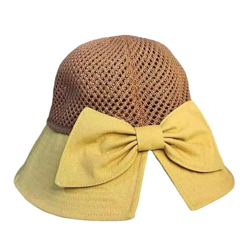 New Sunscreen Hat In Spring And Summer Children's Fashion Bucket Hat Folding Bow Sun Hat Sunscreen Hat