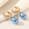 1 Pair Luxurious Water Drop Shape Imitation Pearls Dangle Earrings for Women Cubic Zirconia Jewelry Daily Wedding Party Accessories