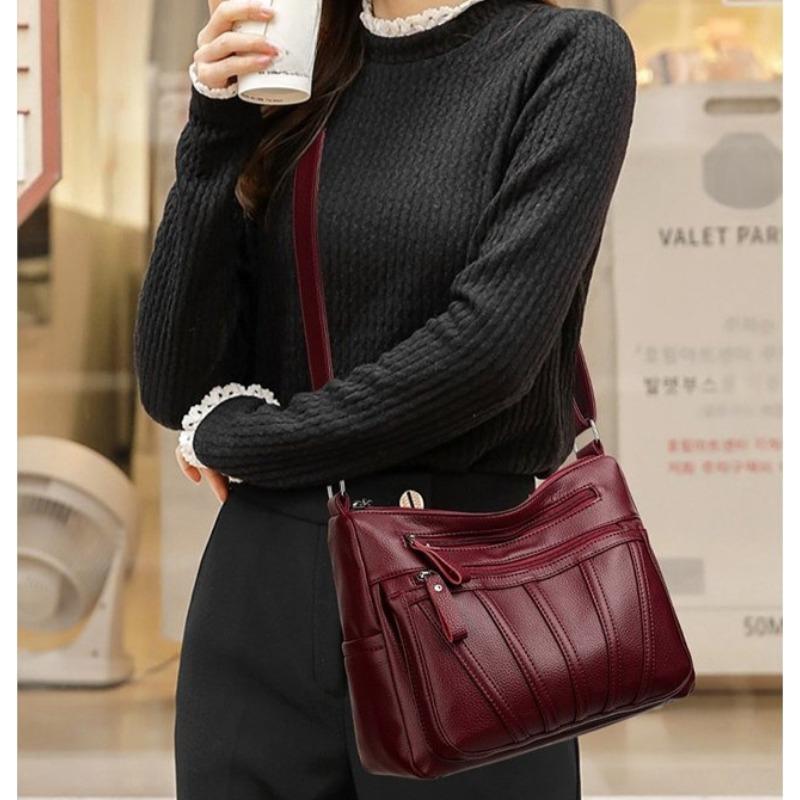 Cross-border Popular Soft Leather Women's Bags, Messenger Bags, Niche High-end Sense, Large-capacity Versatile Commuter Shoulder Small Square Bags