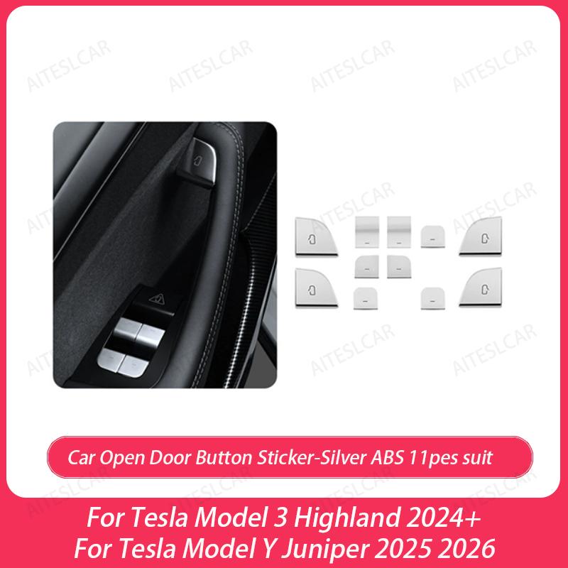 For Tesla Model 3 Highland Model Y Juniper/Launch 2025 Car Open Door Button Stickers 4X Handle Cover Interior Protection Trim
